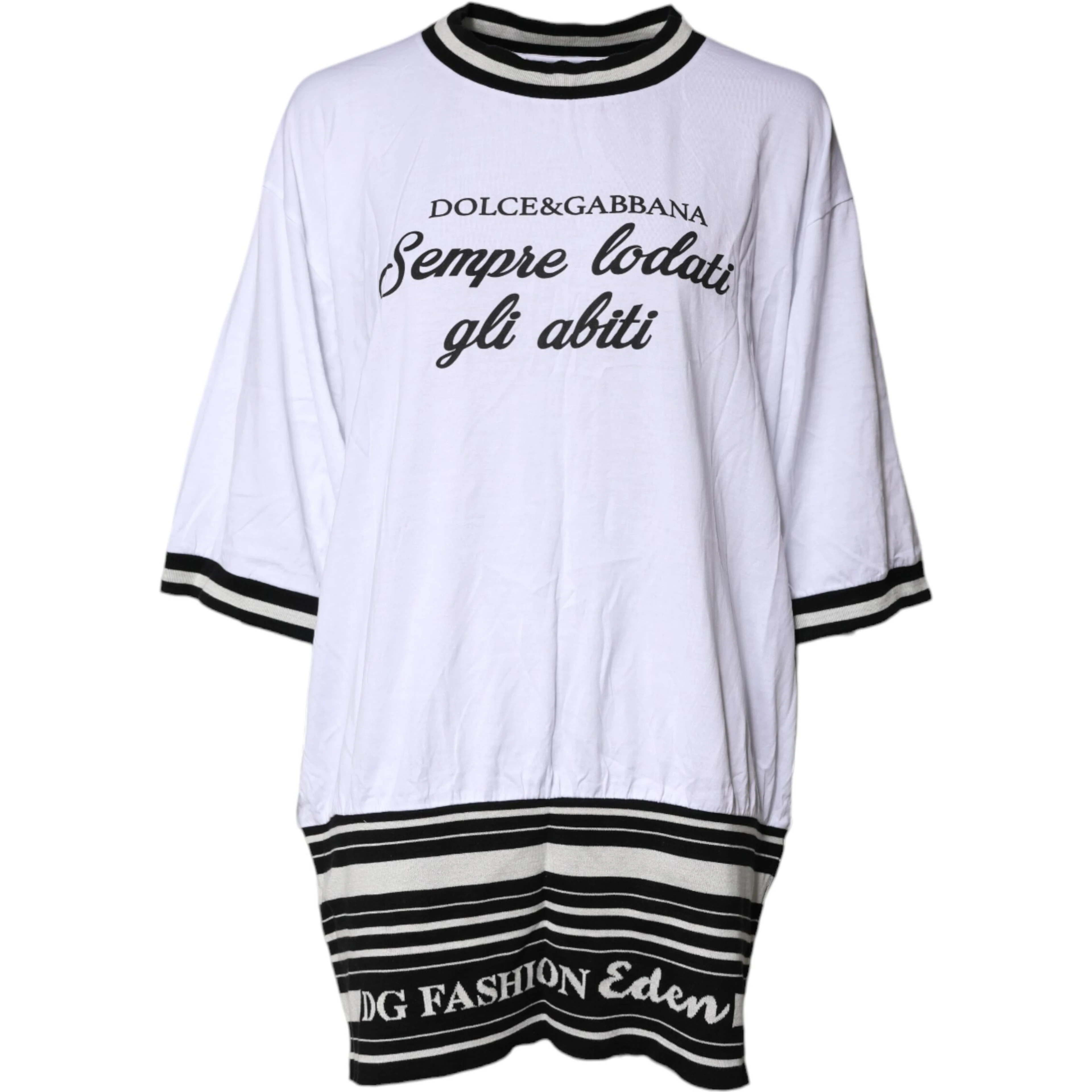 White Cotton DG Fashion Crew Neck Tee T-shirt