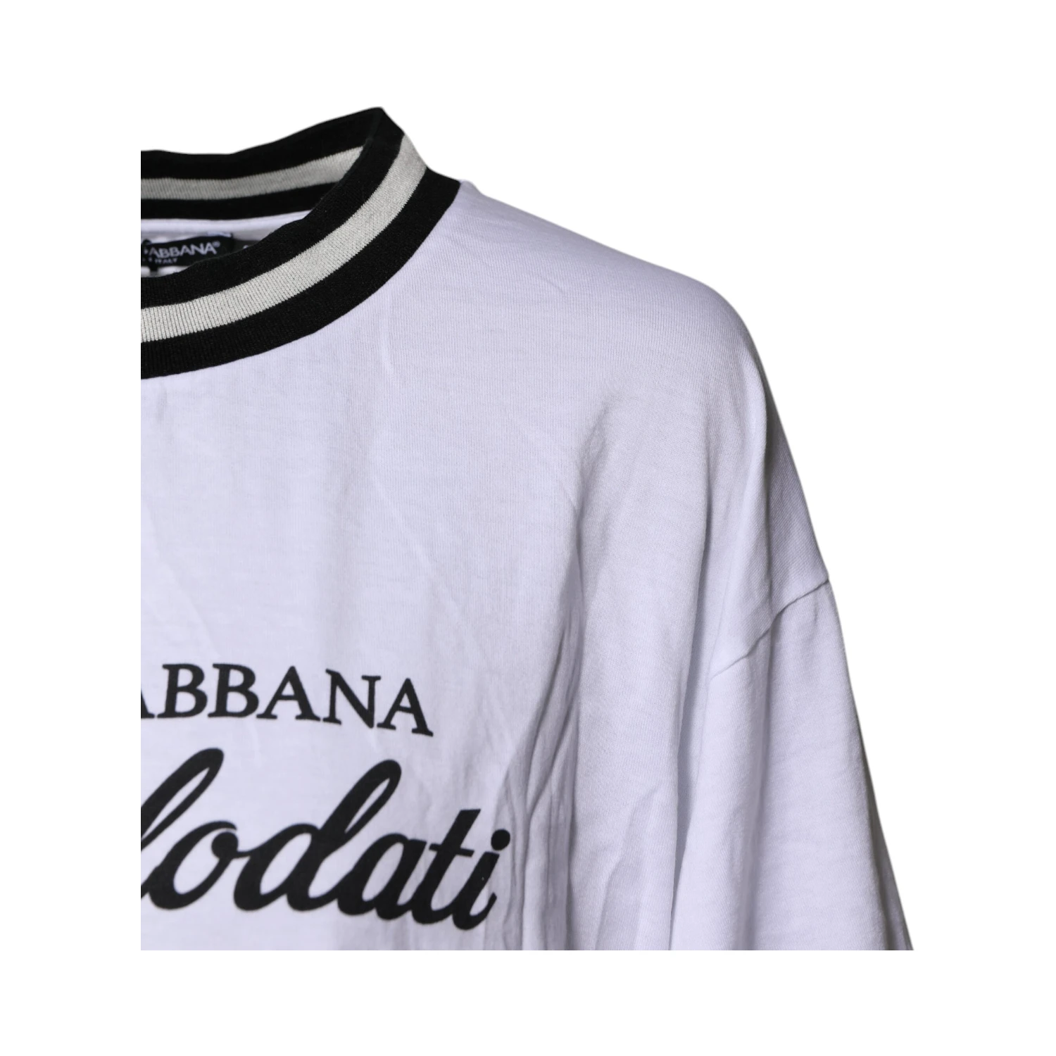 White Cotton DG Fashion Crew Neck Tee T-shirt