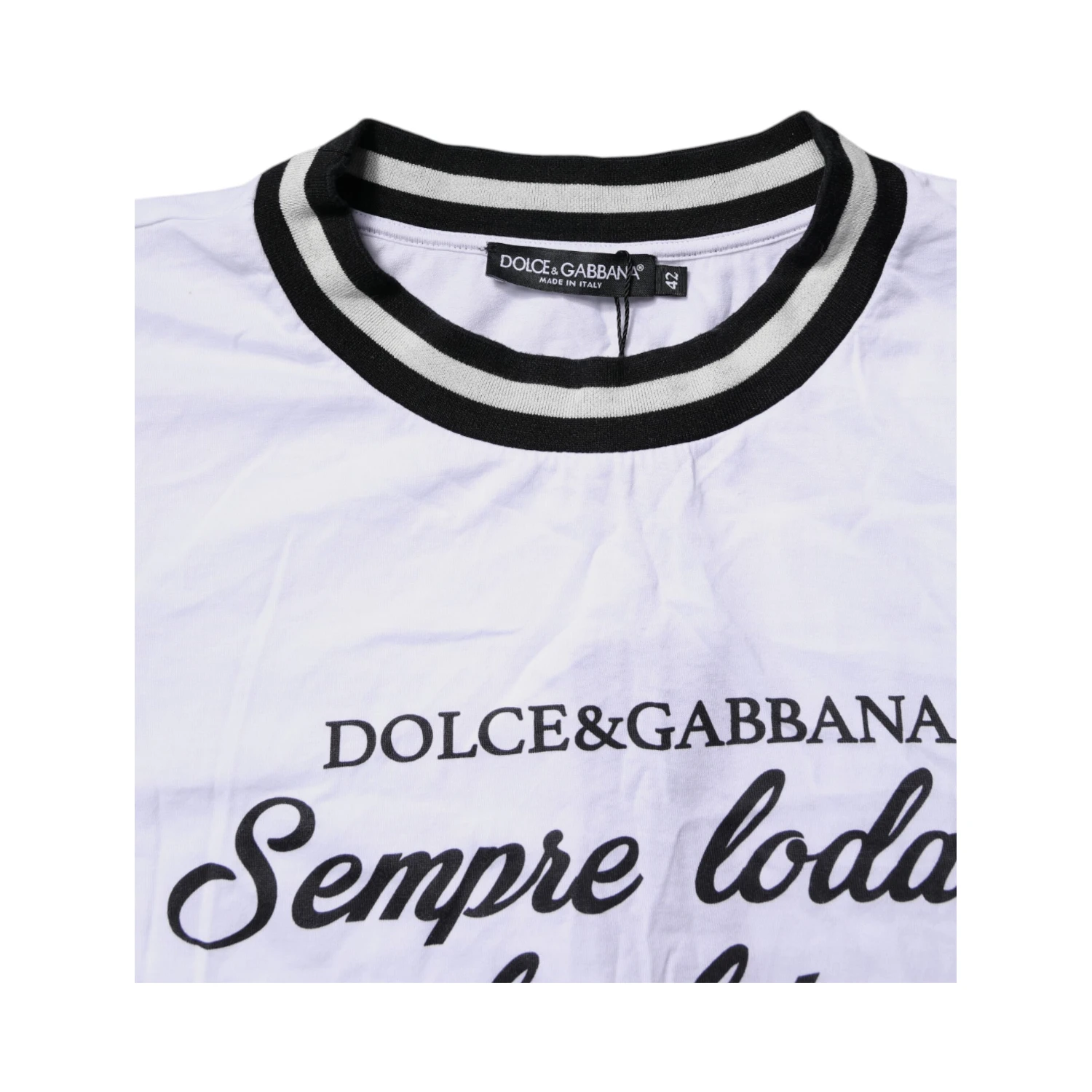 White Cotton DG Fashion Crew Neck Tee T-shirt