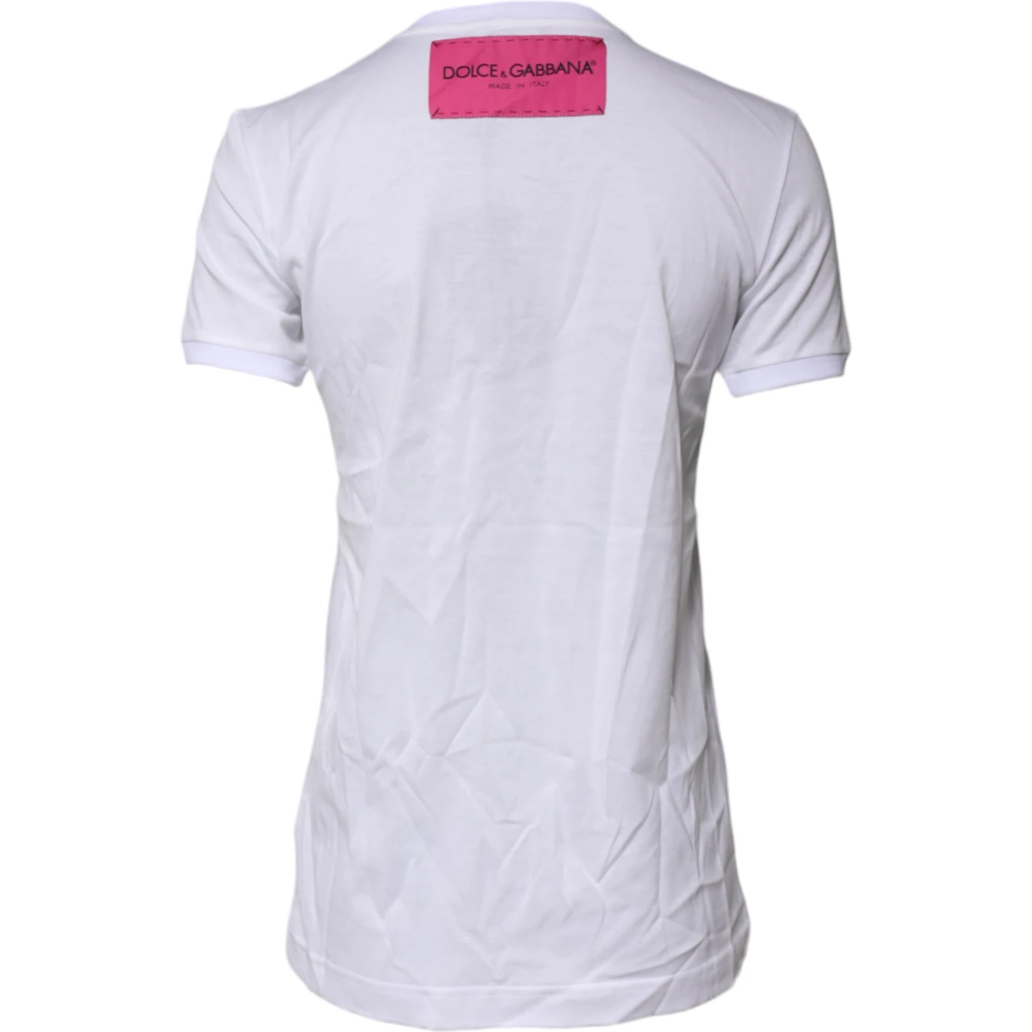 White Cotton Logo Print Round Neck T-shirt