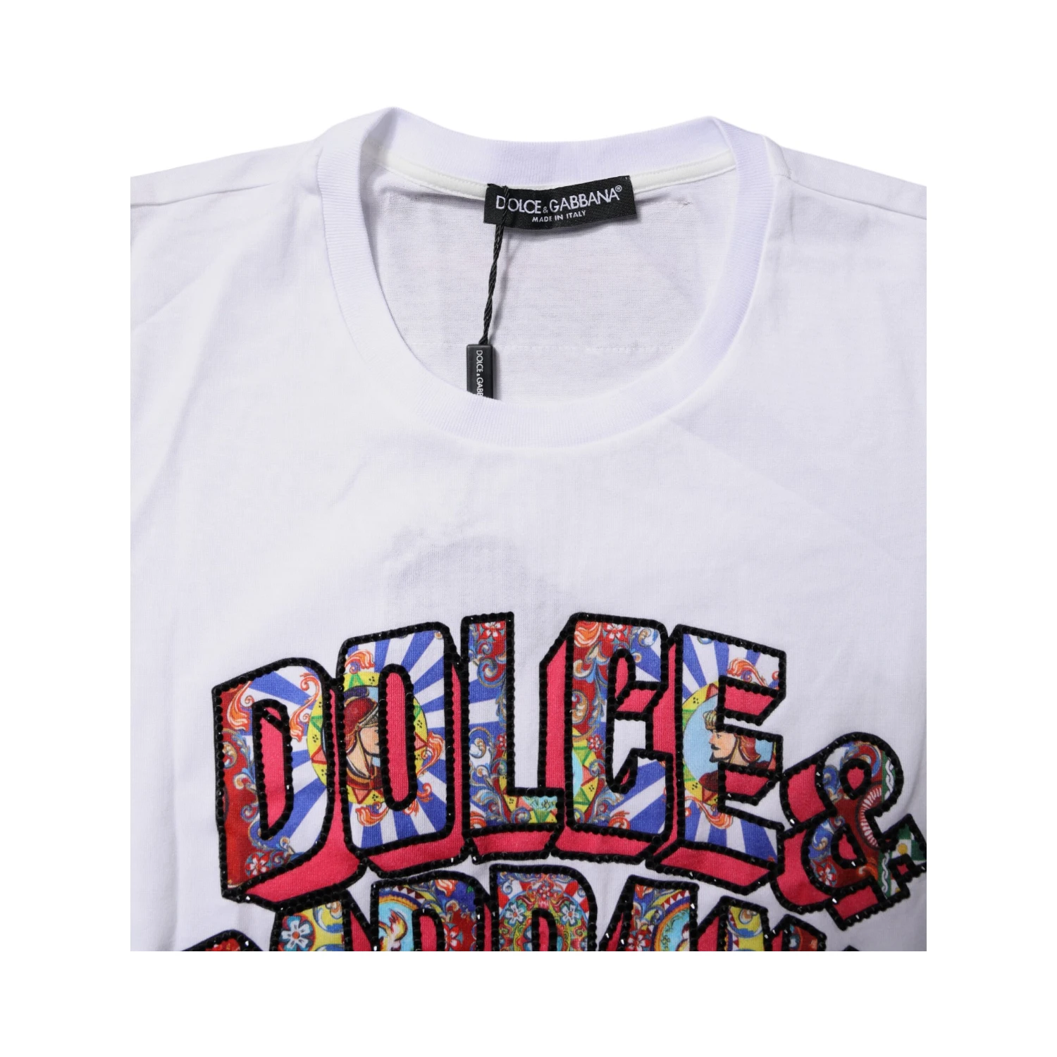 White Cotton Logo Print Round Neck T-shirt