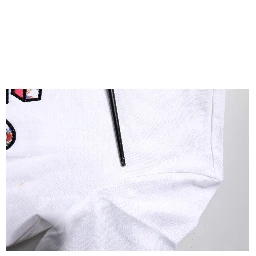 White Cotton Logo Print Round Neck T-shirt