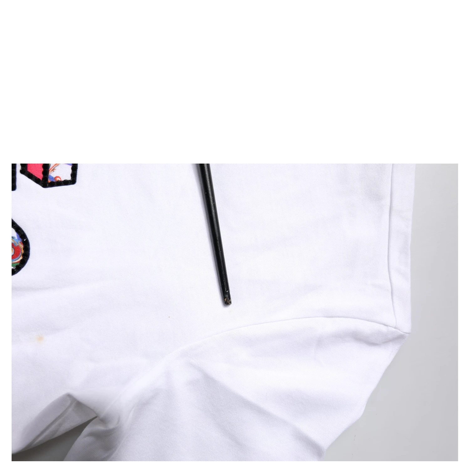 White Cotton Logo Print Round Neck T-shirt