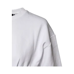 White Cotton Blend 3/4 Sleeves Blouse Top