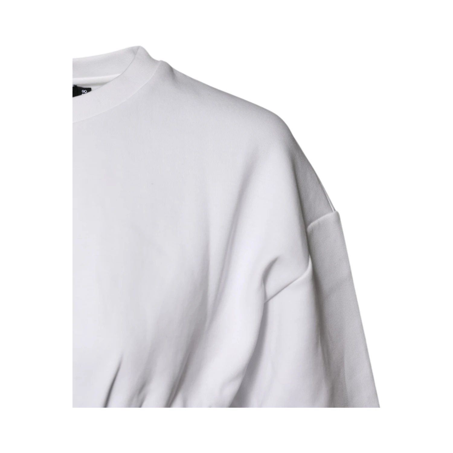 White Cotton Blend 3/4 Sleeves Blouse Top