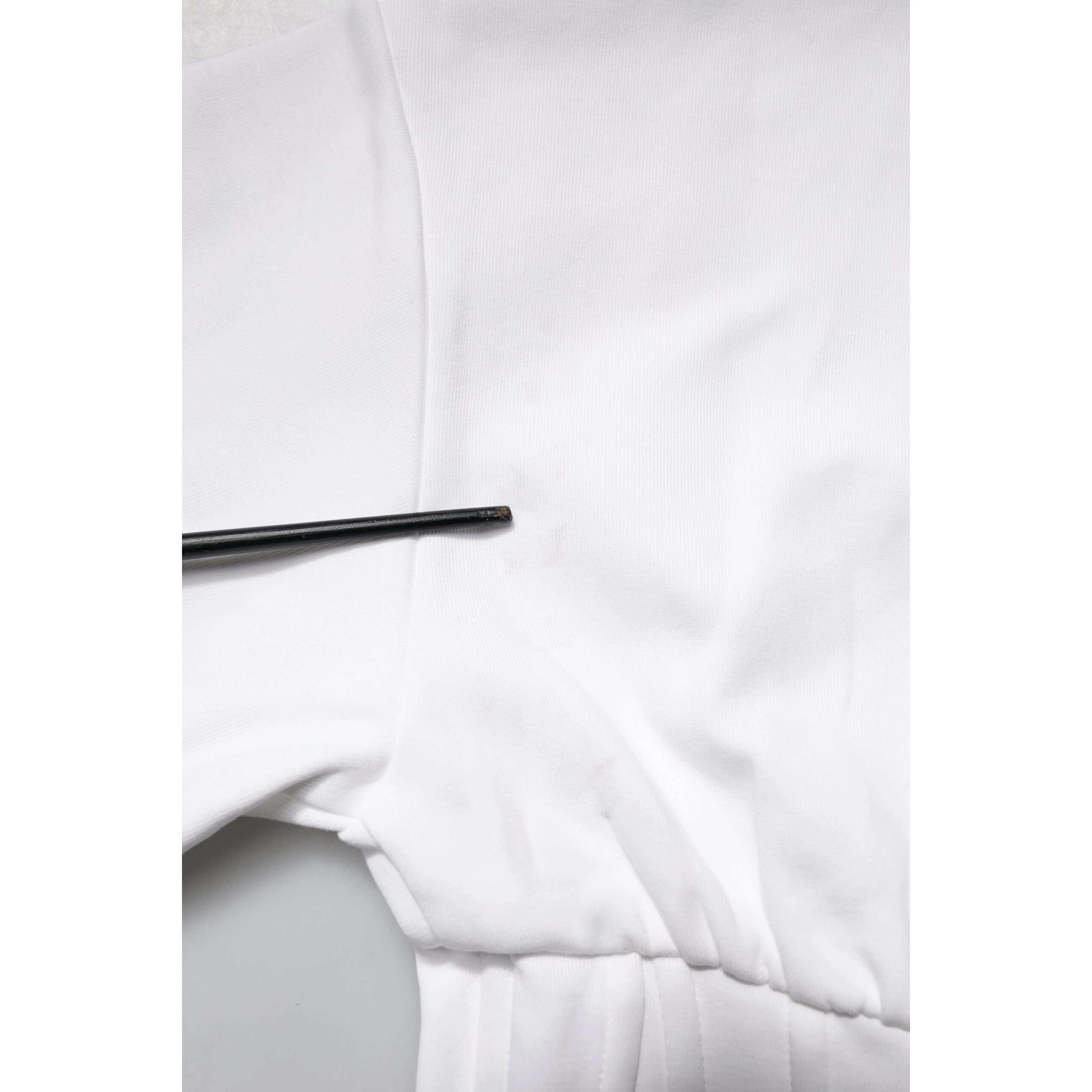 White Cotton Blend 3/4 Sleeves Blouse Top