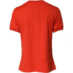 Red Floral Embroidery Cotton Crew Neck T-shirt