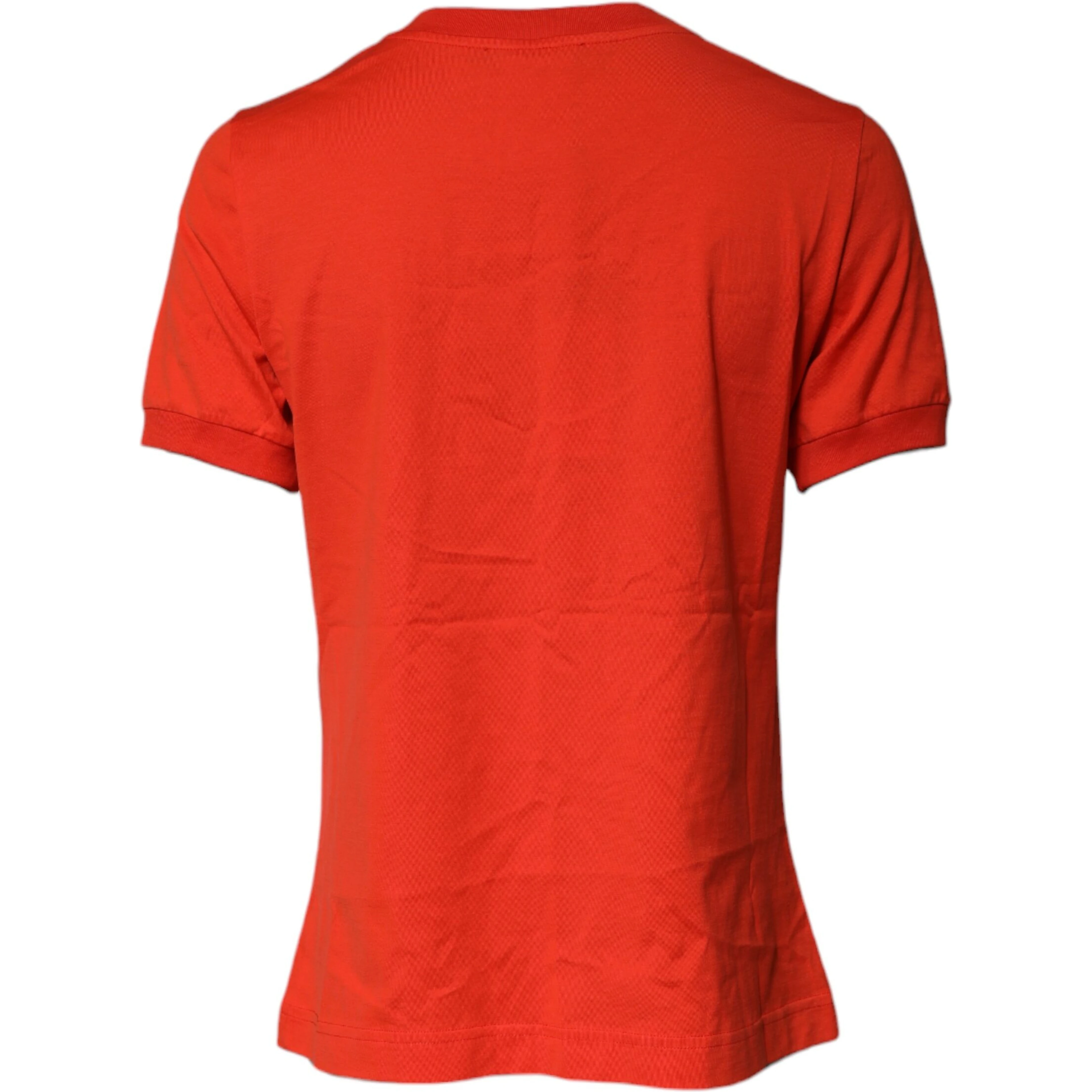 Red Floral Embroidery Cotton Crew Neck T-shirt