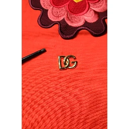 Red Floral Embroidery Cotton Crew Neck T-shirt