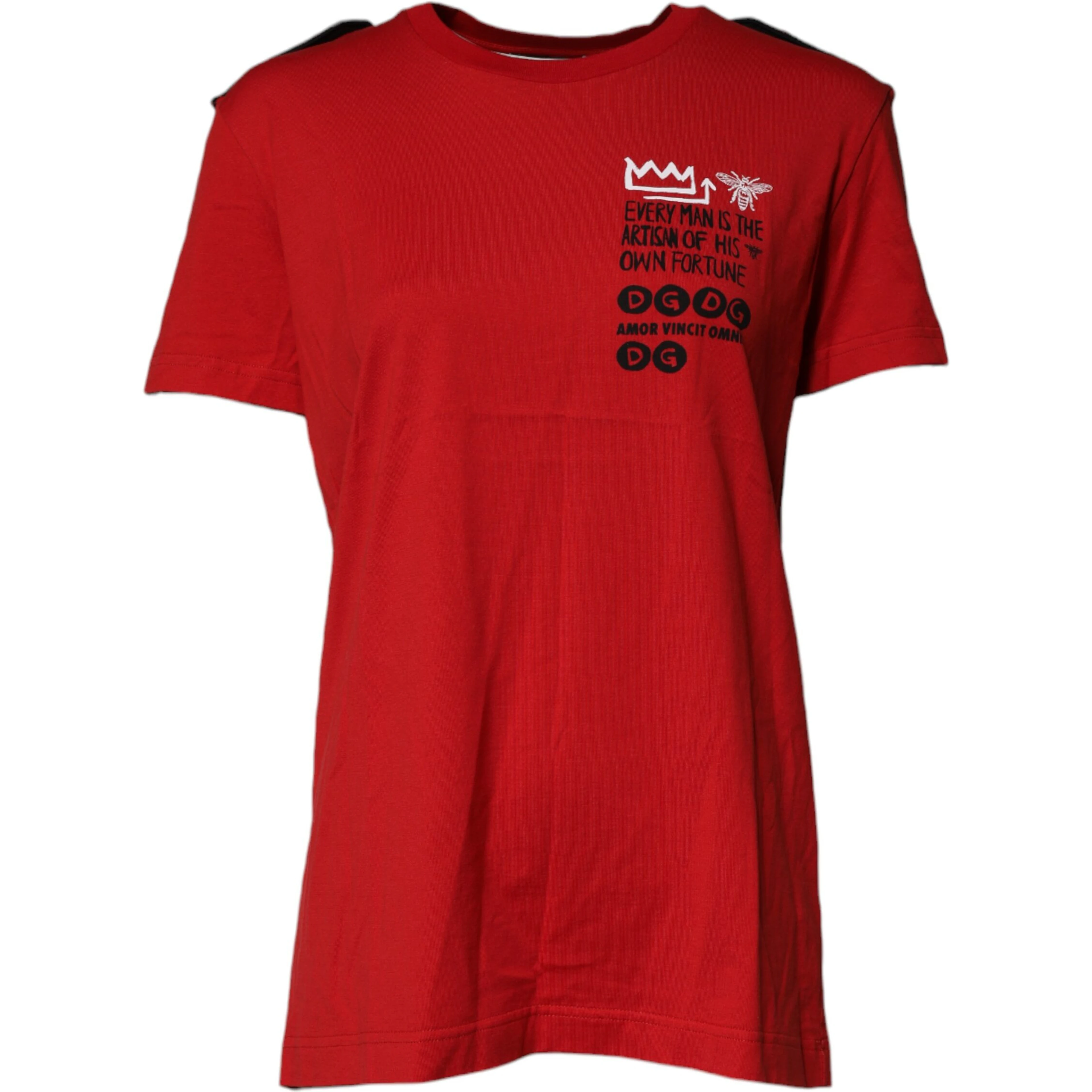 Red Cotton Graphic Print Crew Neck T-shirt