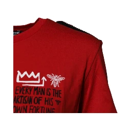 Red Cotton Graphic Print Crew Neck T-shirt