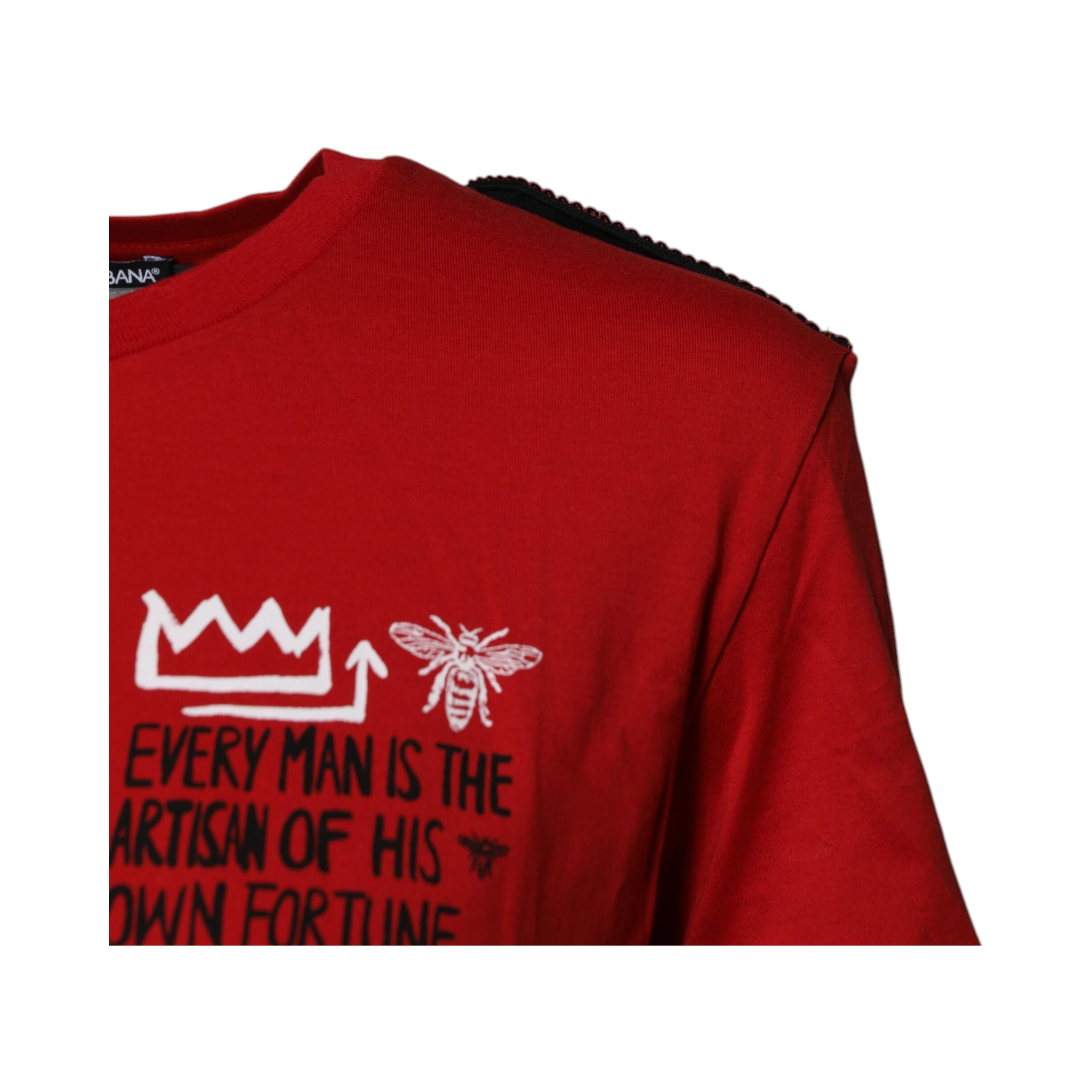 Red Cotton Graphic Print Crew Neck T-shirt