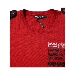 Red Cotton Graphic Print Crew Neck T-shirt