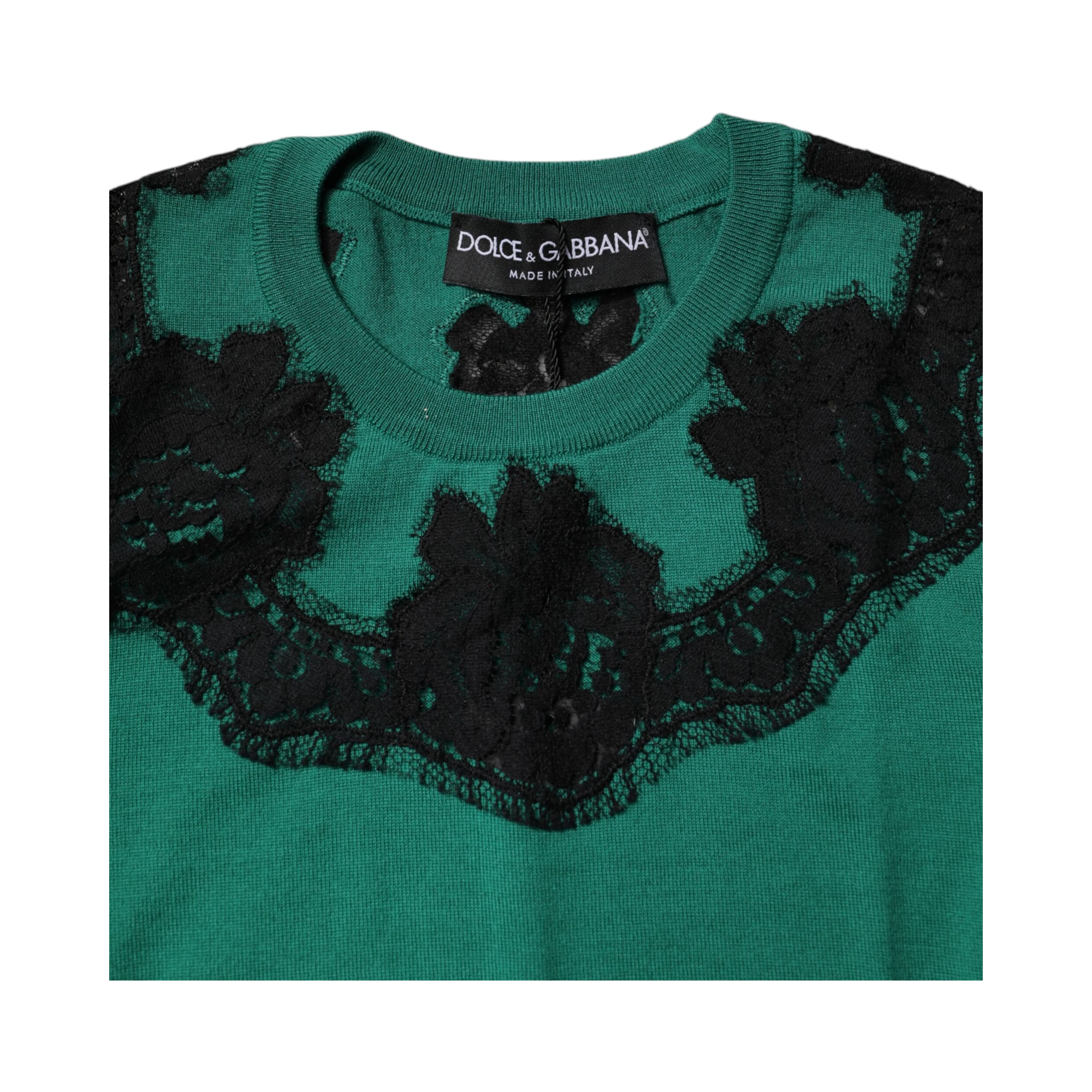 Green Wool Lace Detail Sleeveless Tank Top