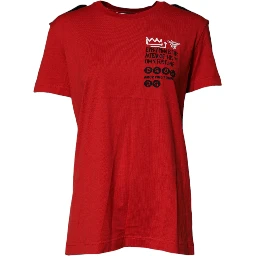 Red Cotton Round Neck Short Sleeves T-shirt