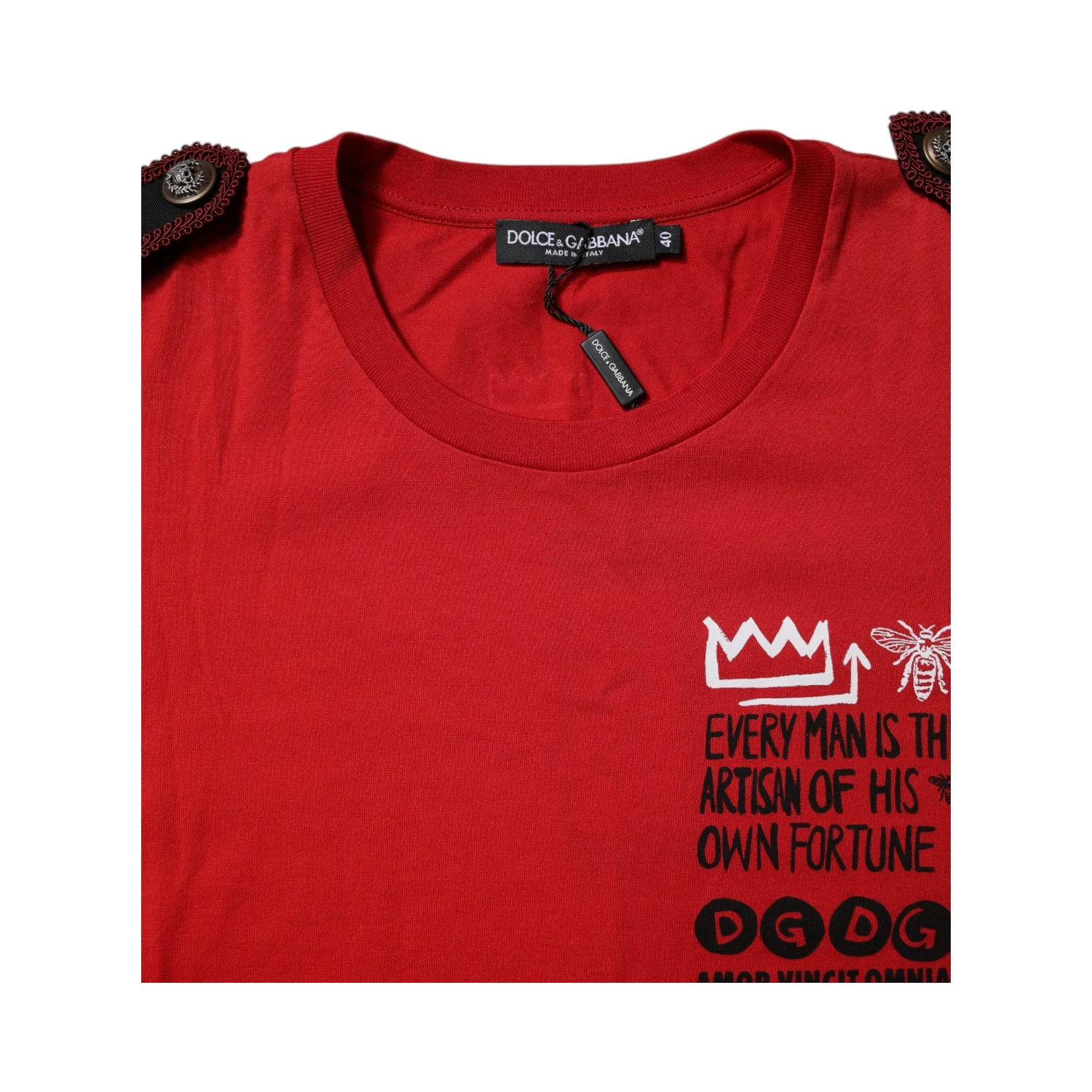 Red Cotton Round Neck Short Sleeves T-shirt