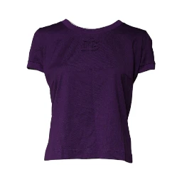 Violet Cotton Crewneck Short Sleeves T-shirt