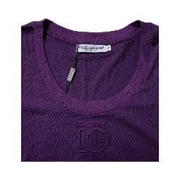 Violet Cotton Crewneck Short Sleeves T-shirt