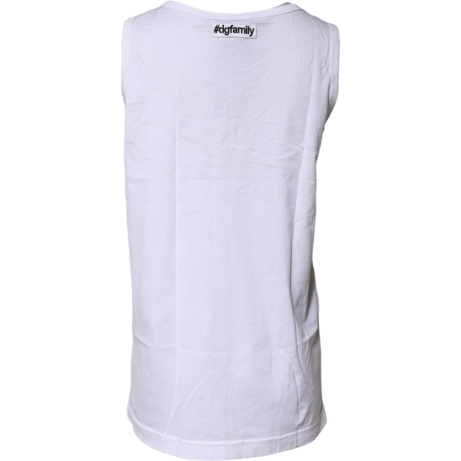 White Cotton Anchor Chain Embroidery Tank Top