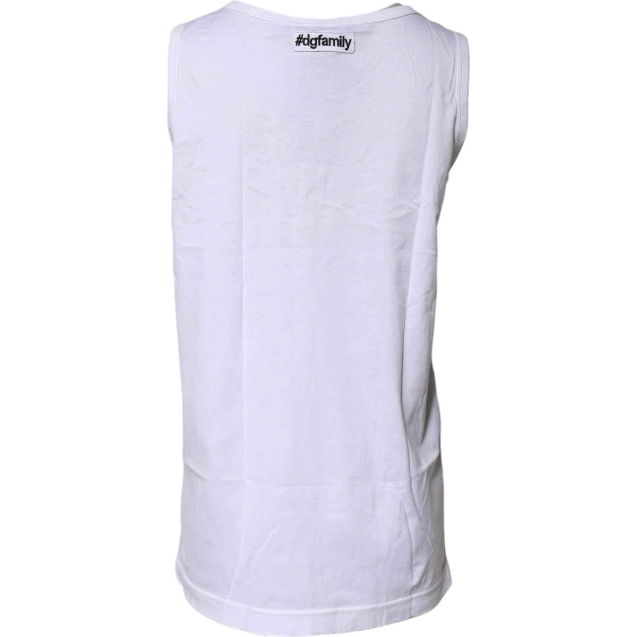 White Cotton Anchor Chain Embroidery Tank Top