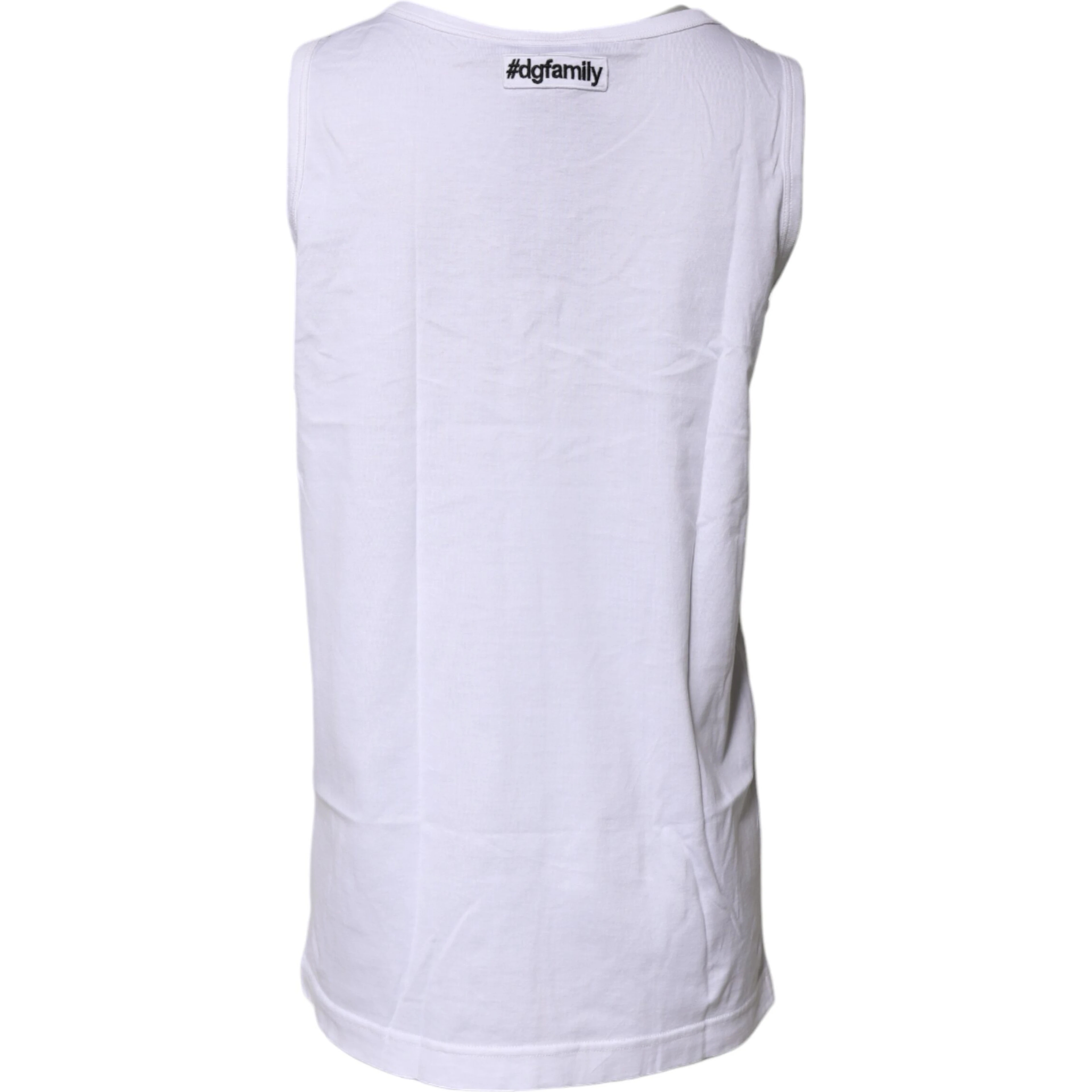 White Cotton Anchor Chain Embroidery Tank Top