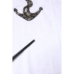 White Cotton Anchor Chain Embroidery Tank Top