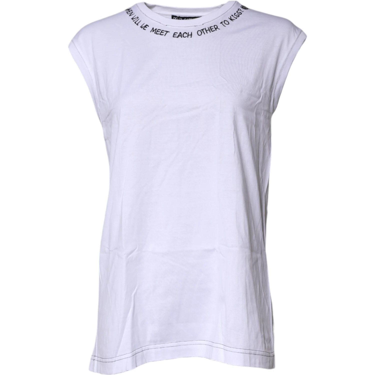 White Cotton Sleeveless Printed Tank T-shirt
