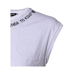 White Cotton Sleeveless Printed Tank T-shirt