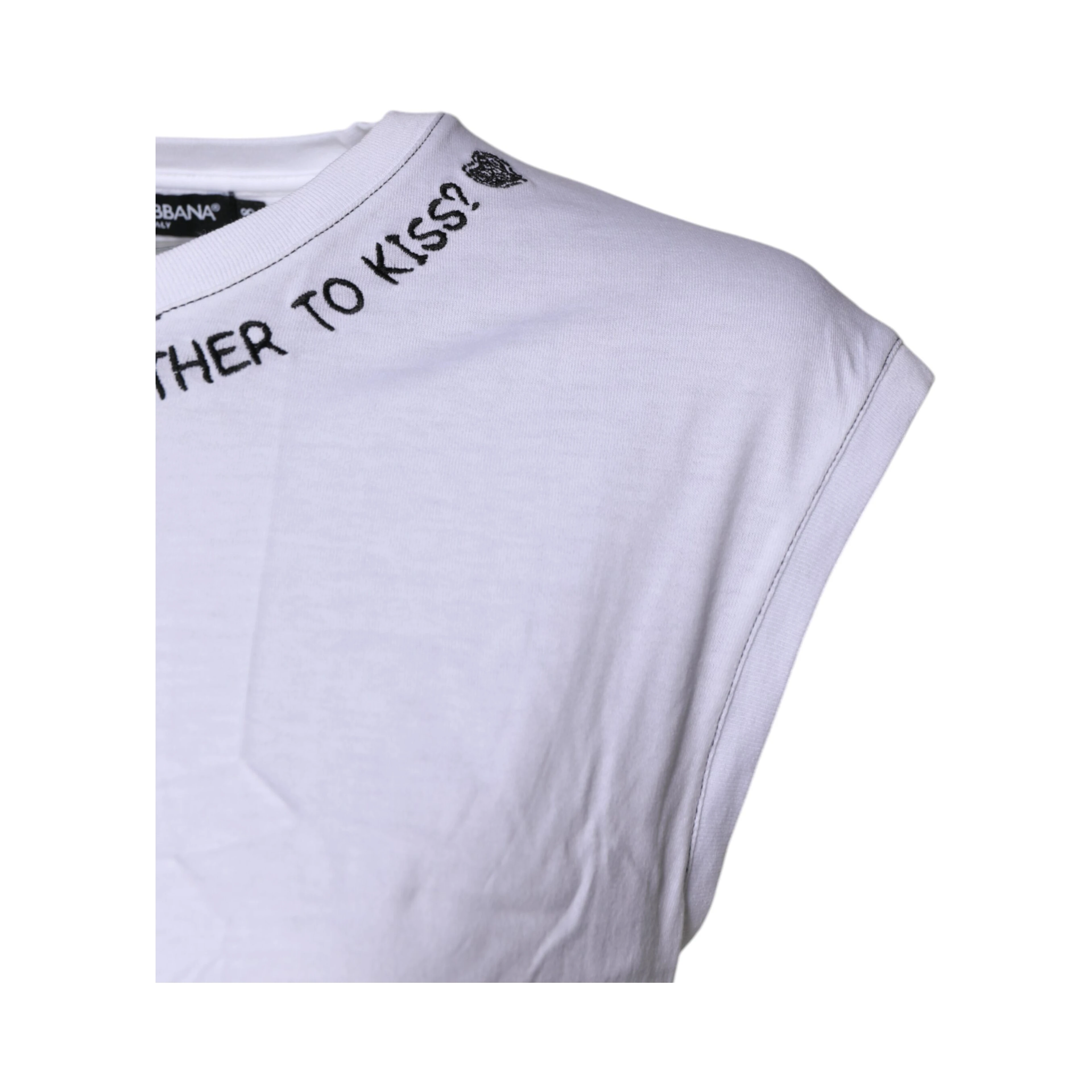 White Cotton Sleeveless Printed Tank T-shirt