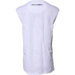 White Cotton Sleeveless Printed Tank T-shirt