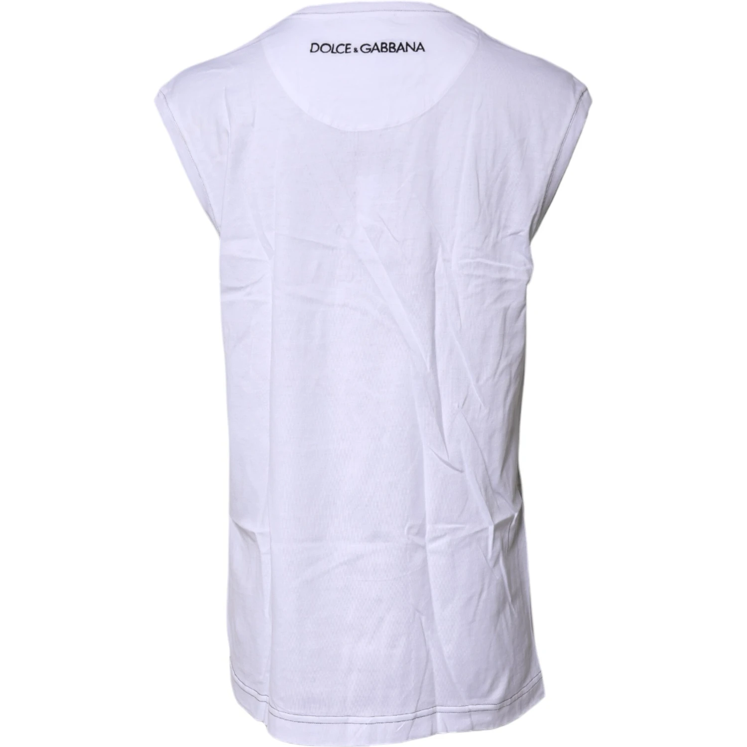 White Cotton Sleeveless Printed Tank T-shirt