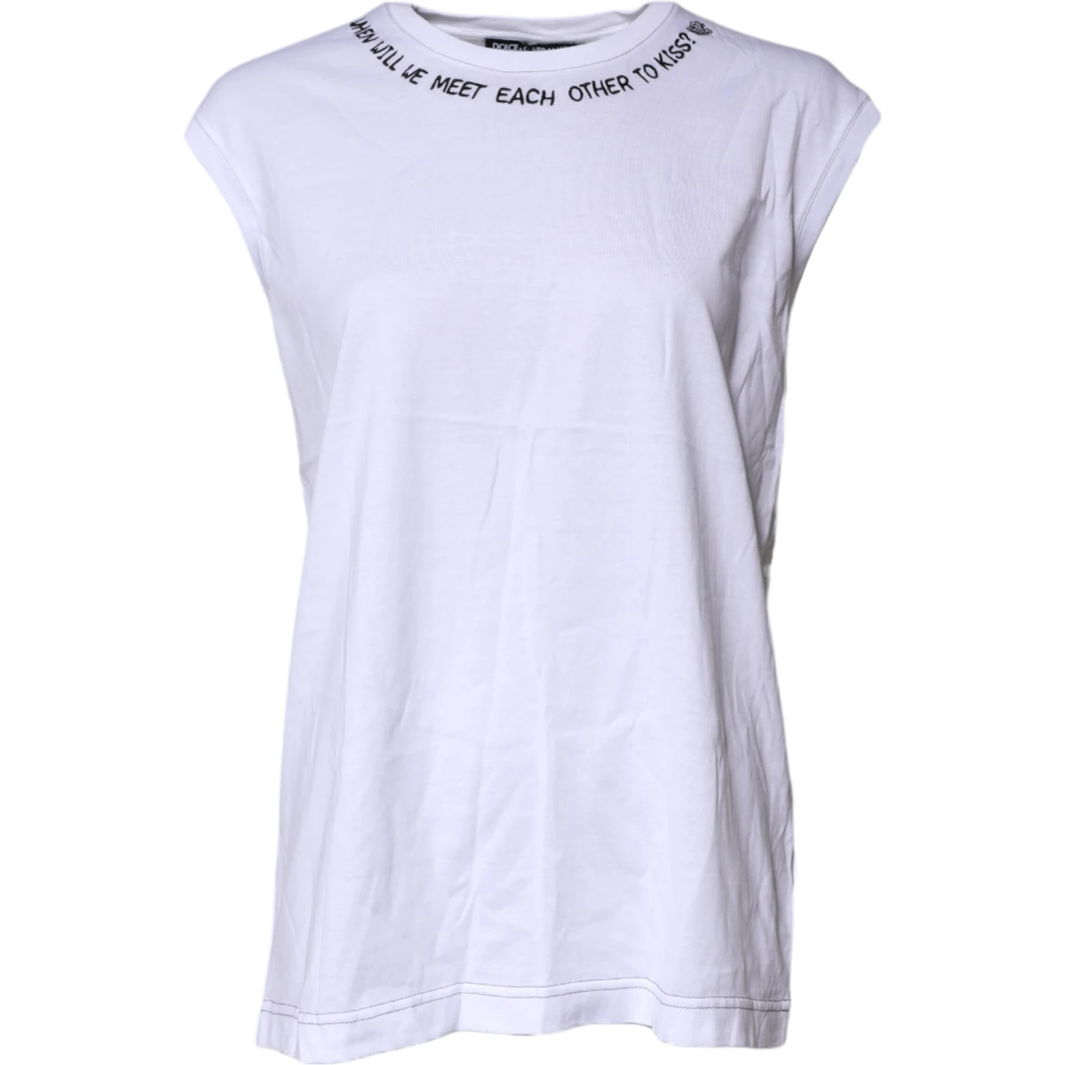 White Cotton Sleeveless Printed Tank T-shirt