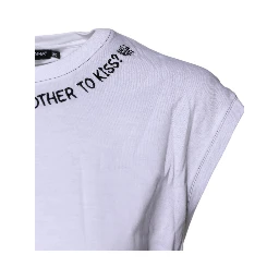 White Cotton Sleeveless Printed Tank T-shirt