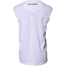 White Cotton Sleeveless Printed Tank T-shirt