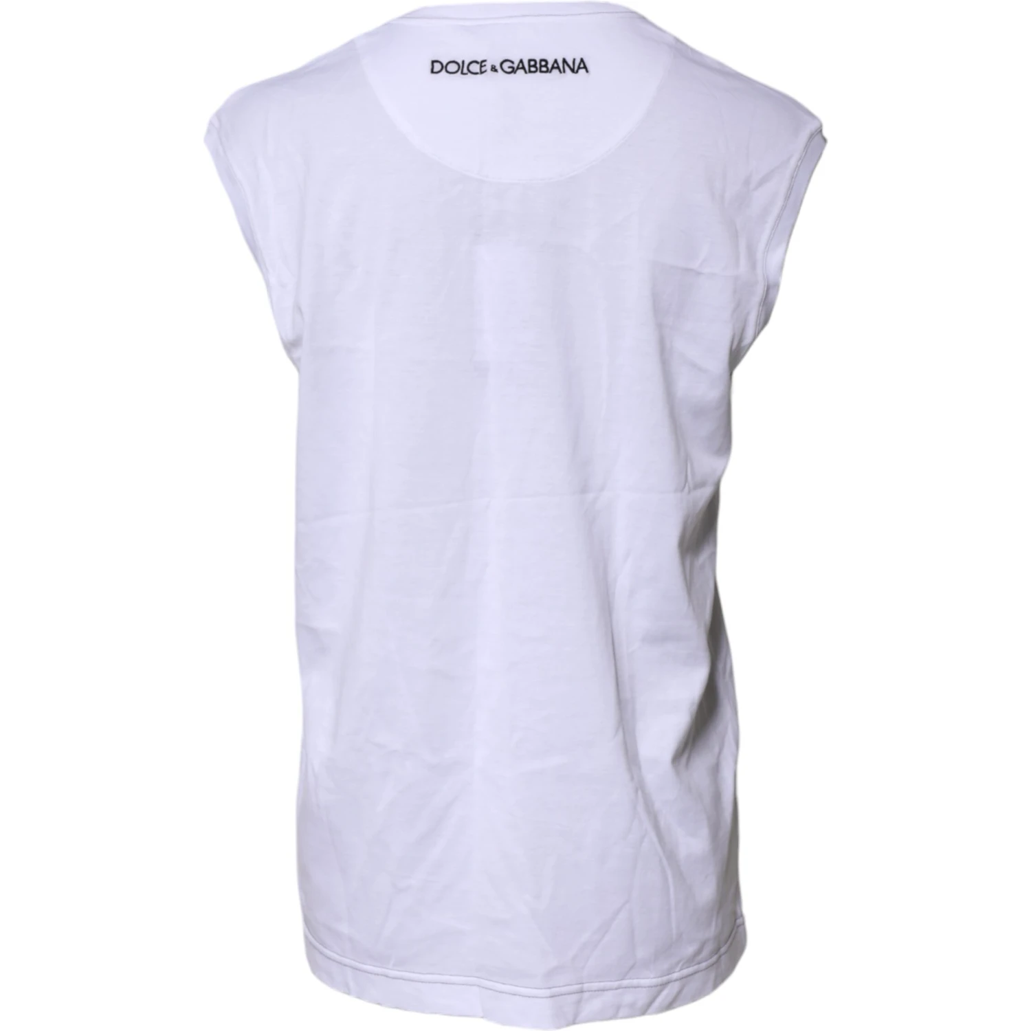 White Cotton Sleeveless Printed Tank T-shirt