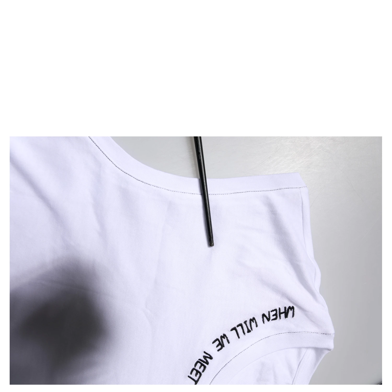 White Cotton Sleeveless Printed Tank T-shirt