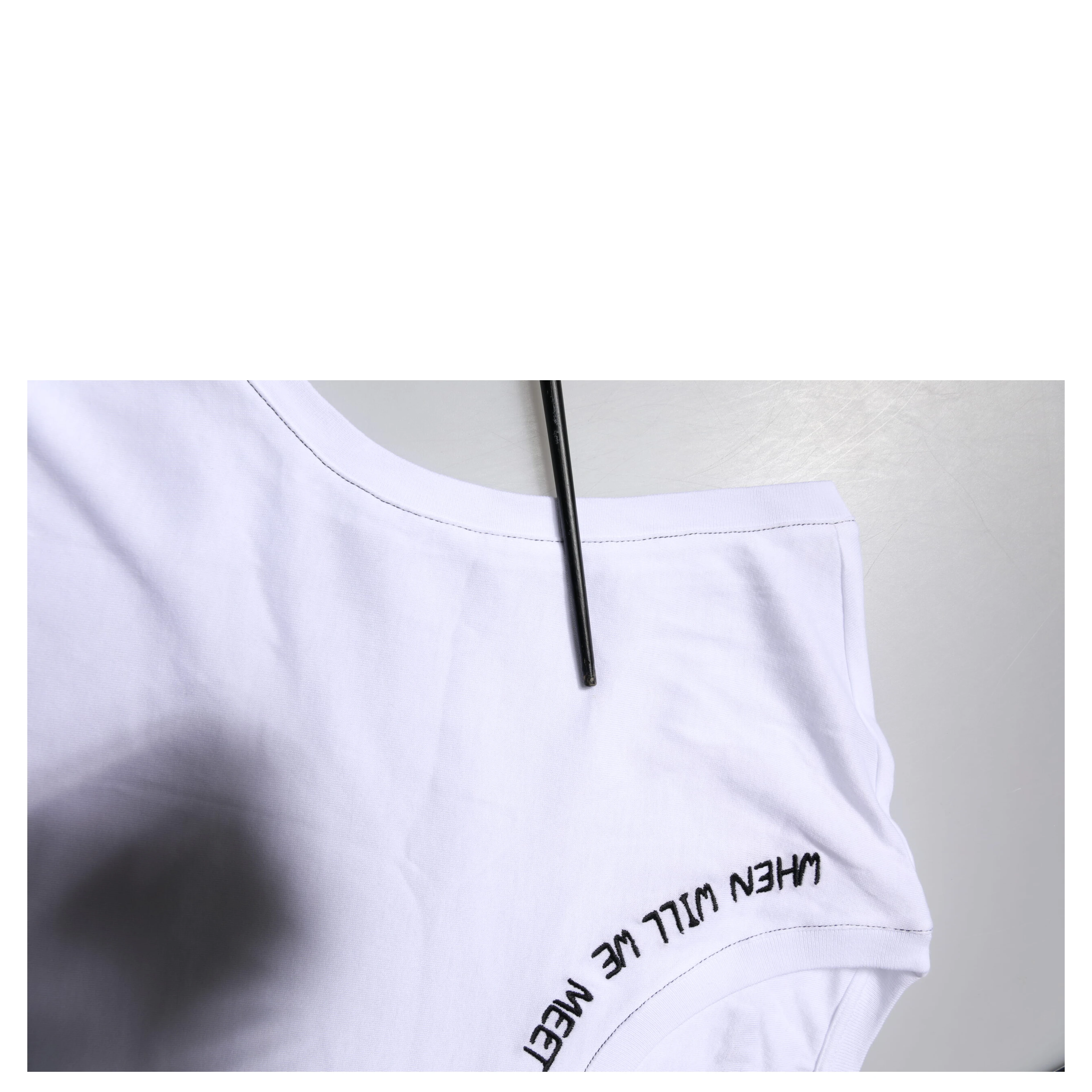 White Cotton Sleeveless Printed Tank T-shirt