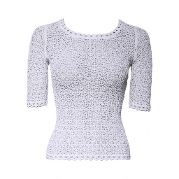 White Viscose Short Sleeve Crochet Top