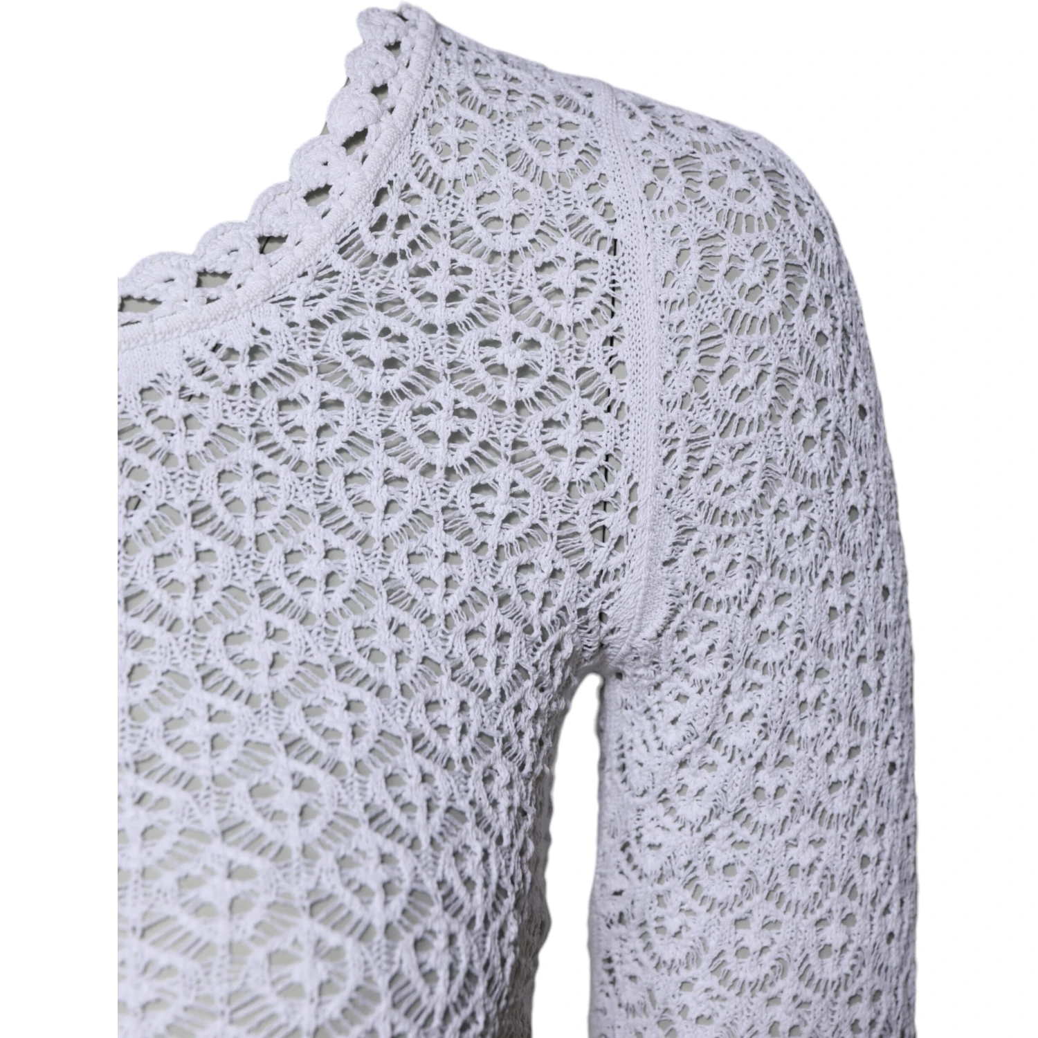 White Viscose Short Sleeve Crochet Top