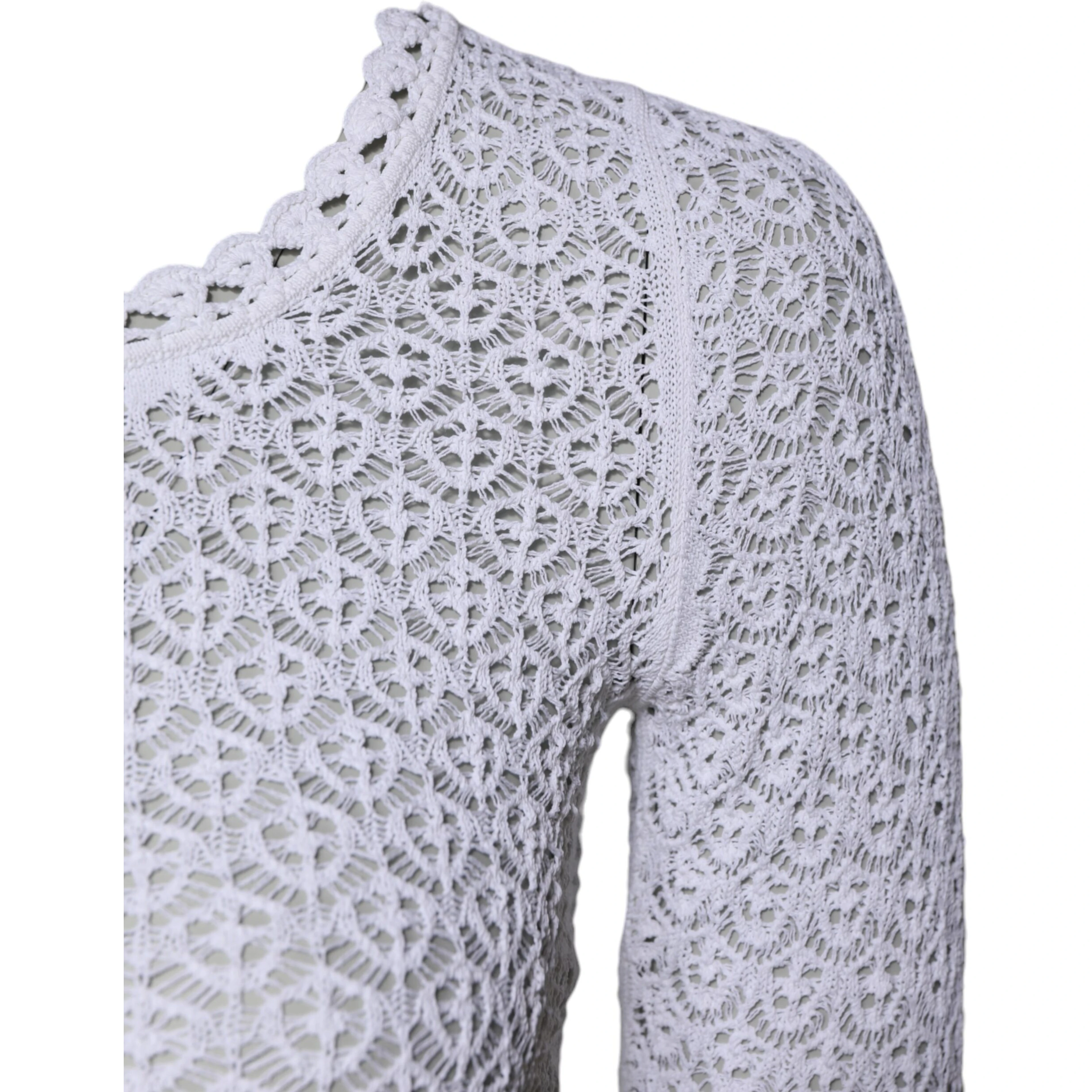 White Viscose Short Sleeve Crochet Top