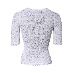 White Viscose Short Sleeve Crochet Top