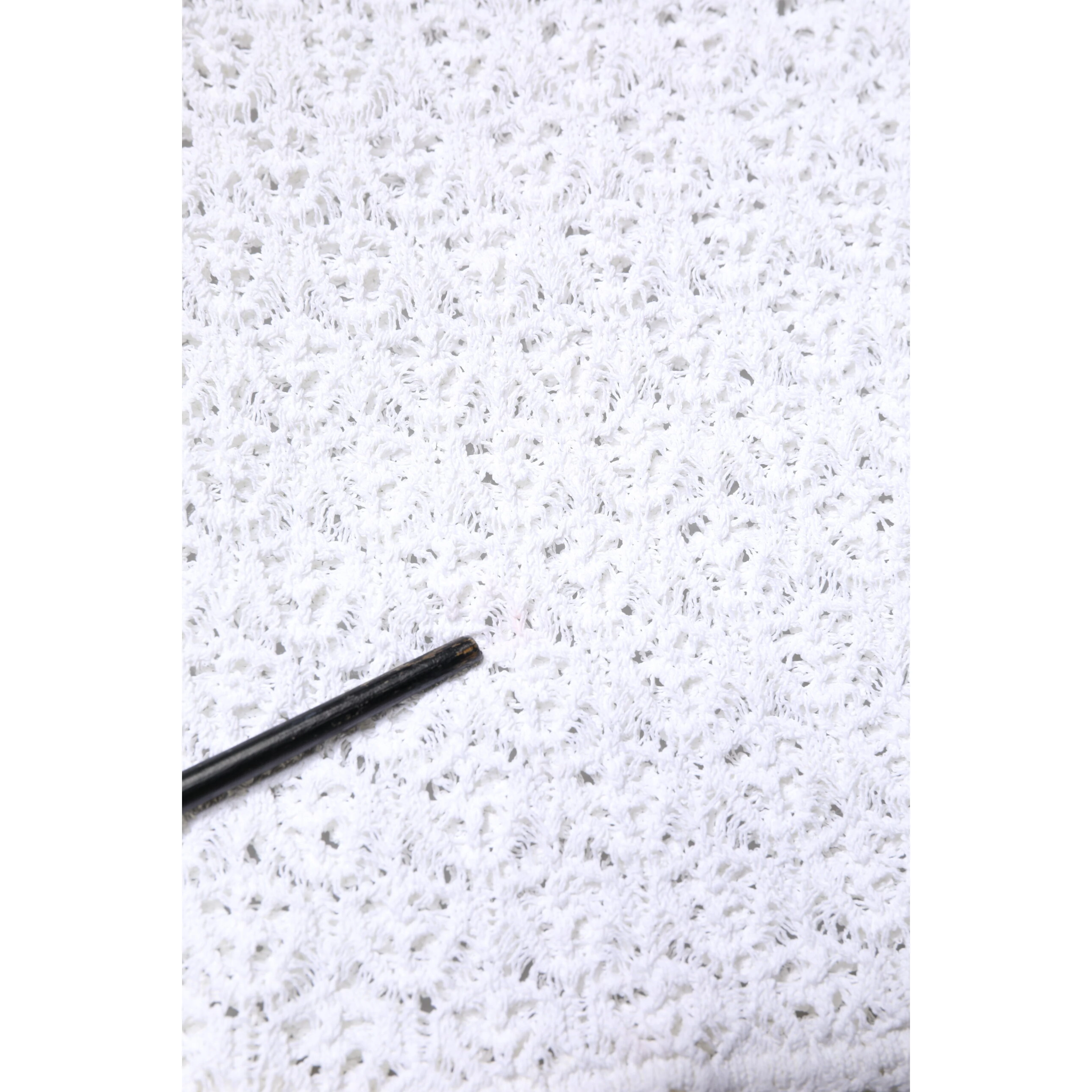 White Viscose Short Sleeve Crochet Top
