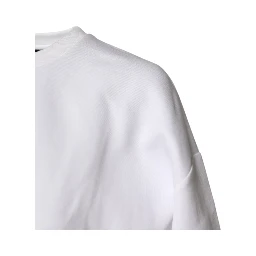 White Cotton Blend 3/4 Sleeves Blouse Top