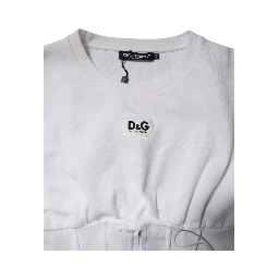 White Cotton Blend 3/4 Sleeves Blouse Top