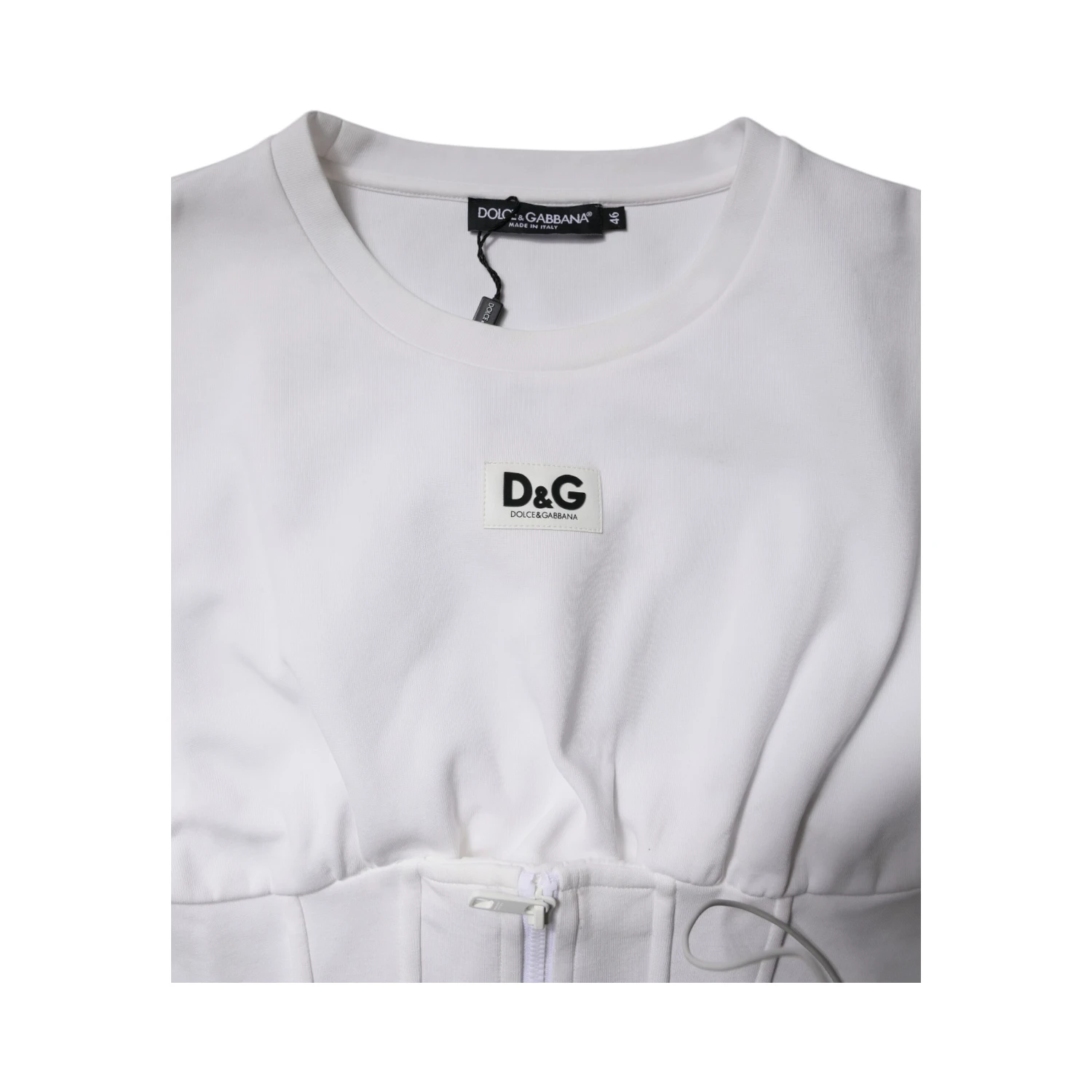 White Cotton Blend 3/4 Sleeves Blouse Top