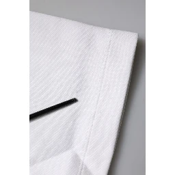 White Cotton Blend 3/4 Sleeves Blouse Top