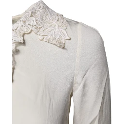 Cream Floral Lace Long Sleeves Blouse Top