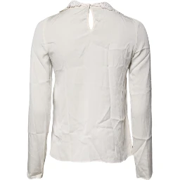 Cream Floral Lace Long Sleeves Blouse Top