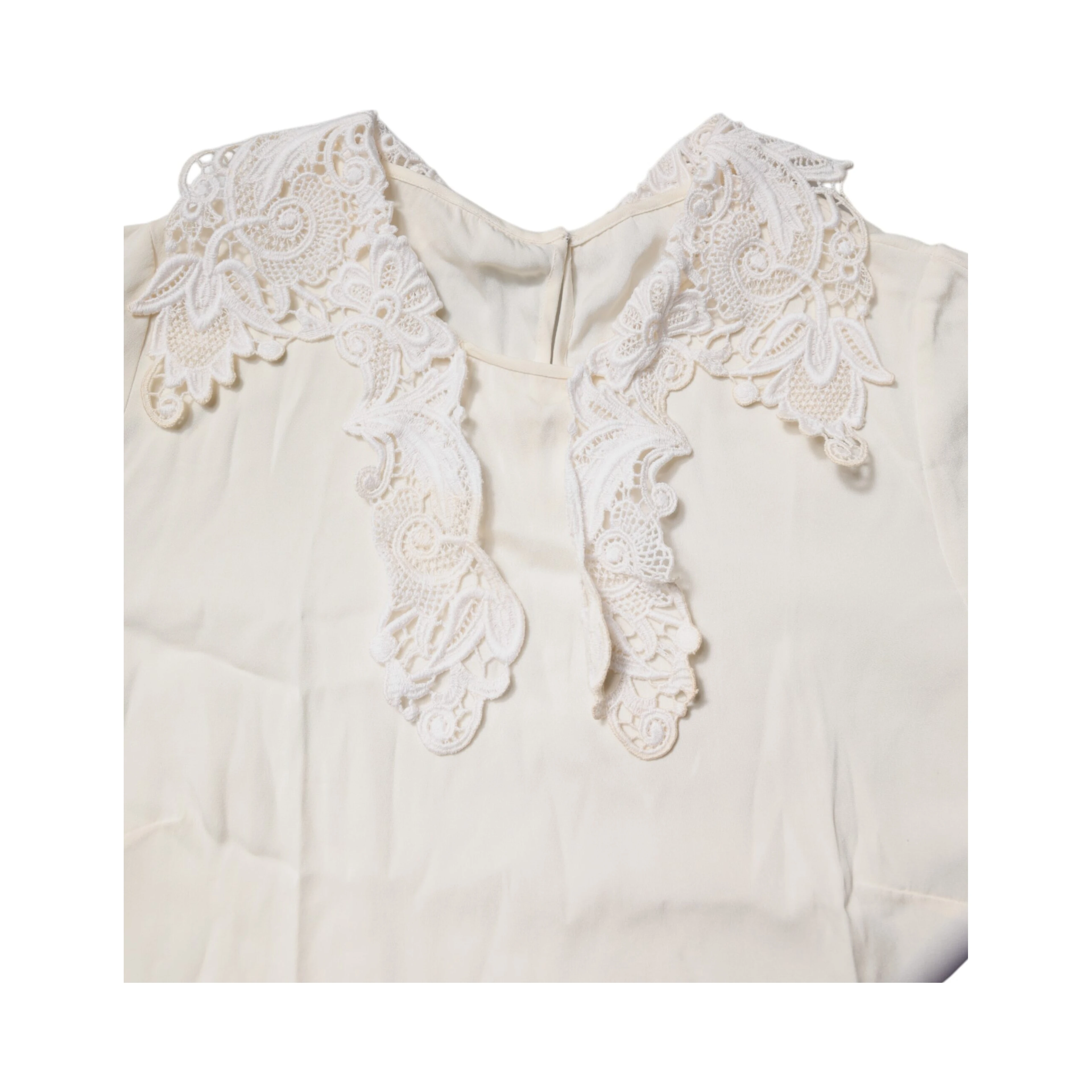 Cream Floral Lace Long Sleeves Blouse Top