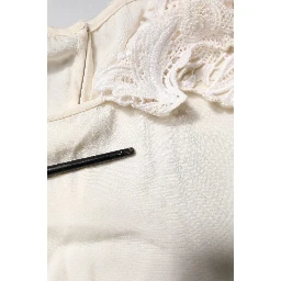 Cream Floral Lace Long Sleeves Blouse Top